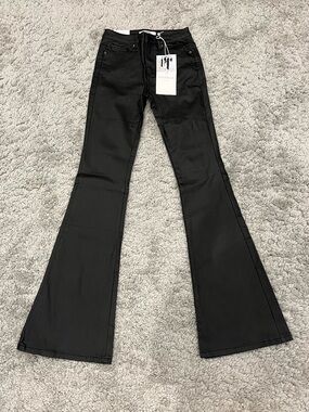 Black Flare Women's Leather Pants